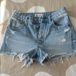 Zara Denim Distressed Women Shorts